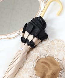 KIZAWA（キザワ）の「KIZAWA ショート丈日傘 50㎝ ラタンハンドル 深張 ダブルフリル（長傘）」