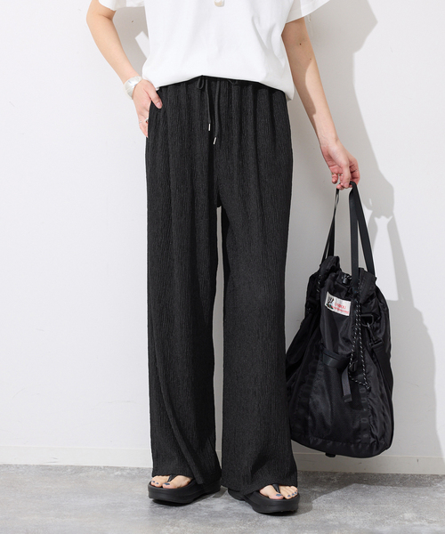 SLOBE IENA（スローブイエナ）の「《ブラックのみWEB限定》楊柳カットソーパンツ（その他パンツ・レディース・ベージュ/ブラック/チャコールグレー・FREE）」の4枚目の写真