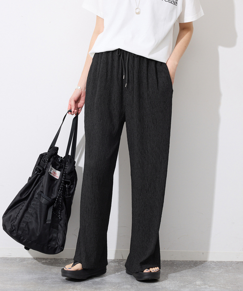 SLOBE IENA（スローブイエナ）の「《ブラックのみWEB限定》楊柳カットソーパンツ（その他パンツ・レディース・ベージュ/ブラック/チャコールグレー・FREE）」の5枚目の写真