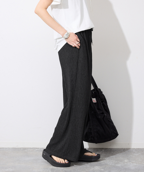 SLOBE IENA（スローブイエナ）の「《ブラックのみWEB限定》楊柳カットソーパンツ（その他パンツ・レディース・ベージュ/ブラック/チャコールグレー・FREE）」の6枚目の写真