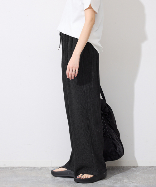 SLOBE IENA（スローブイエナ）の「《ブラックのみWEB限定》楊柳カットソーパンツ（その他パンツ・レディース・ベージュ/ブラック/チャコールグレー・FREE）」の7枚目の写真