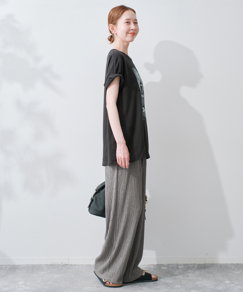 SLOBE IENA（スローブイエナ）の「《ブラックのみWEB限定》楊柳カットソーパンツ（その他パンツ・レディース・ベージュ/ブラック/チャコールグレー・FREE）」の10枚目の写真