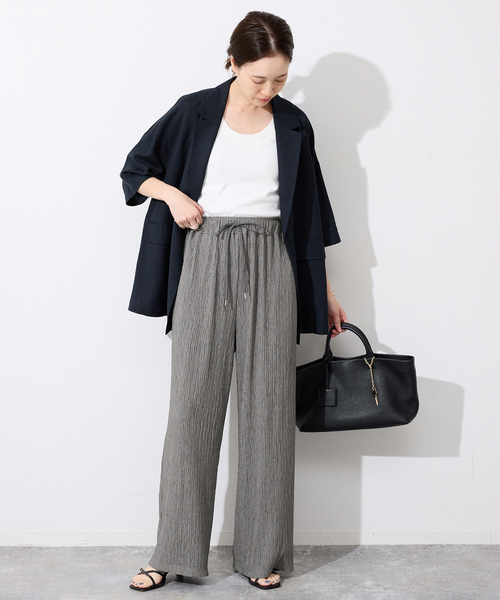 SLOBE IENA（スローブイエナ）の「《ブラックのみWEB限定》楊柳カットソーパンツ（その他パンツ・レディース・ベージュ/ブラック/チャコールグレー・FREE）」の12枚目の写真
