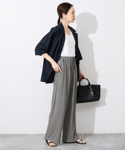 SLOBE IENA（スローブイエナ）の「《ブラックのみWEB限定》楊柳カットソーパンツ（その他パンツ・レディース・ベージュ/ブラック/チャコールグレー・FREE）」の13枚目の写真