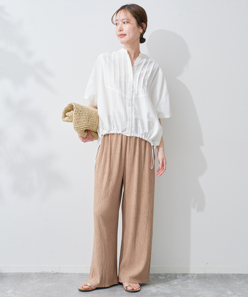 SLOBE IENA（スローブイエナ）の「《ブラックのみWEB限定》楊柳カットソーパンツ（その他パンツ・レディース・ベージュ/ブラック/チャコールグレー・FREE）」の22枚目の写真