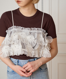 IENA LA BOUCLE フラワーモチーフオーガンジーキャミ