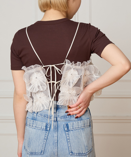IENA LA BOUCLE（イエナラブークル）の「IENA LA BOUCLE フラワーモチーフオーガンジーキャミ（キャミソール・レディース・ホワイト・FREE）」の16枚目の写真