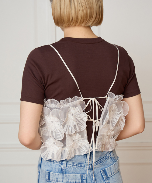 IENA LA BOUCLE（イエナラブークル）の「IENA LA BOUCLE フラワーモチーフオーガンジーキャミ（キャミソール・レディース・ホワイト・FREE）」の14枚目の写真