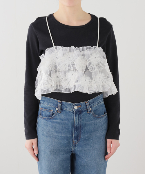 IENA LA BOUCLE（イエナラブークル）の「IENA LA BOUCLE フラワーモチーフオーガンジーキャミ（キャミソール・レディース・ホワイト・FREE）」の9枚目の写真
