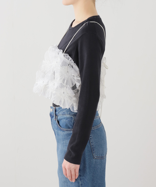 IENA LA BOUCLE（イエナラブークル）の「IENA LA BOUCLE フラワーモチーフオーガンジーキャミ（キャミソール・レディース・ホワイト・FREE）」の8枚目の写真