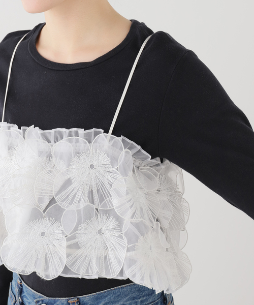 IENA LA BOUCLE（イエナラブークル）の「IENA LA BOUCLE フラワーモチーフオーガンジーキャミ（キャミソール・レディース・ホワイト・FREE）」の6枚目の写真