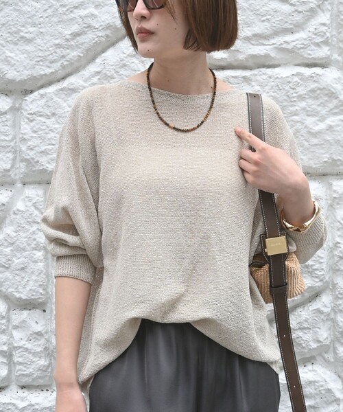 qualite（カリテ）の「【大人気アイテムが進化して新登場！】camifine ニットプルオーバー/春服/夏服/オフィスカジュアル/春ニット/春カラー（ニット/セーター・レディース・ベージュ/チャコールグレー/セージグリーン/オフホワイト・フリー）」の4枚目の写真