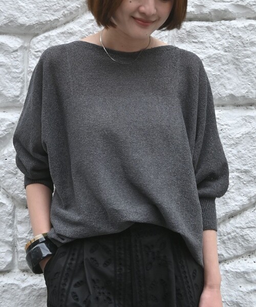 qualite（カリテ）の「【大人気アイテムが進化して新登場！】camifine ニットプルオーバー/春服/夏服/オフィスカジュアル/春ニット/春カラー（ニット/セーター・レディース・ベージュ/チャコールグレー/セージグリーン/オフホワイト・フリー）」の3枚目の写真