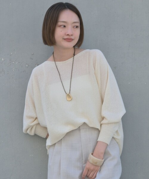 qualite（カリテ）の「【大人気アイテムが進化して新登場！】camifine ニットプルオーバー/春服/夏服/オフィスカジュアル/春ニット/春カラー（ニット/セーター・レディース・ベージュ/チャコールグレー/セージグリーン/オフホワイト・フリー）」の5枚目の写真