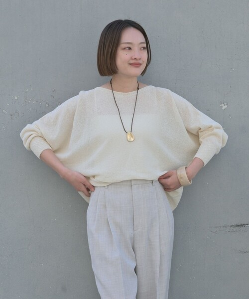 qualite（カリテ）の「【大人気アイテムが進化して新登場！】camifine ニットプルオーバー/春服/夏服/オフィスカジュアル/春ニット/春カラー（ニット/セーター・レディース・ベージュ/チャコールグレー/セージグリーン/オフホワイト・フリー）」の7枚目の写真