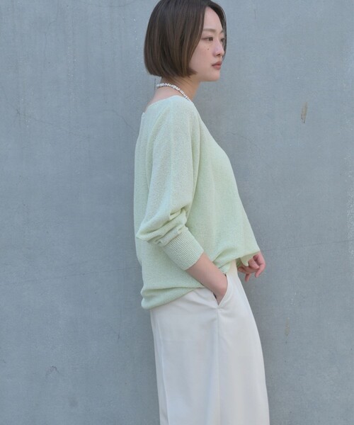 qualite（カリテ）の「【大人気アイテムが進化して新登場！】camifine ニットプルオーバー/春服/夏服/オフィスカジュアル/春ニット/春カラー（ニット/セーター・レディース・ベージュ/チャコールグレー/セージグリーン/オフホワイト・フリー）」の8枚目の写真