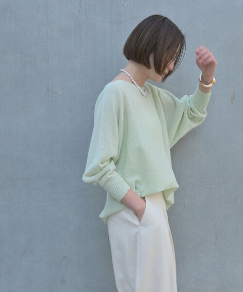 qualite（カリテ）の「【大人気アイテムが進化して新登場！】camifine ニットプルオーバー/春服/夏服/オフィスカジュアル/春ニット/春カラー（ニット/セーター・レディース・ベージュ/チャコールグレー/セージグリーン/オフホワイト・フリー）」の12枚目の写真