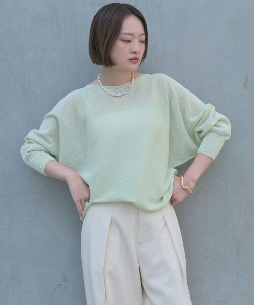 qualite（カリテ）の「【大人気アイテムが進化して新登場！】camifine ニットプルオーバー/春服/夏服/オフィスカジュアル/春ニット/春カラー（ニット/セーター・レディース・ベージュ/チャコールグレー/セージグリーン/オフホワイト・フリー）」の15枚目の写真