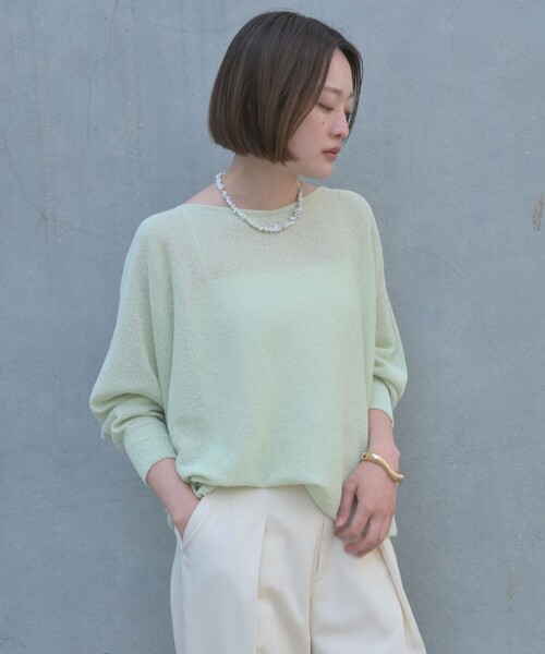 qualite（カリテ）の「【大人気アイテムが進化して新登場！】camifine ニットプルオーバー/春服/夏服/オフィスカジュアル/春ニット/春カラー（ニット/セーター・レディース・ベージュ/チャコールグレー/セージグリーン/オフホワイト・フリー）」の17枚目の写真