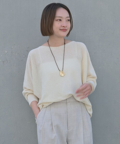 qualite（カリテ）の「【大人気アイテムが進化して新登場！】camifine ニットプルオーバー/春服/夏服/オフィスカジュアル/春ニット/春カラー（ニット/セーター・レディース・ベージュ/チャコールグレー/セージグリーン/オフホワイト・フリー）」の18枚目の写真