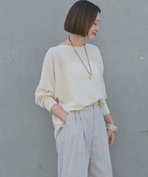 qualite（カリテ）の「【大人気アイテムが進化して新登場！】camifine ニットプルオーバー/春服/夏服/オフィスカジュアル/春ニット/春カラー（ニット/セーター・レディース・ベージュ/チャコールグレー/セージグリーン/オフホワイト・フリー）」の19枚目の写真