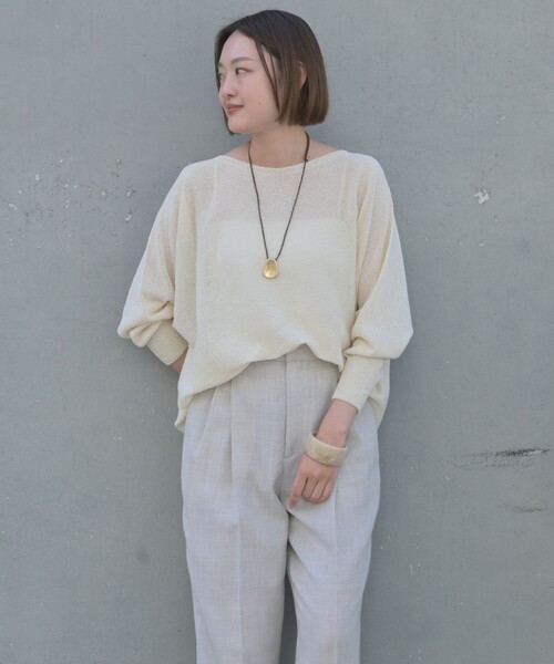 qualite（カリテ）の「【大人気アイテムが進化して新登場！】camifine ニットプルオーバー/春服/夏服/オフィスカジュアル/春ニット/春カラー（ニット/セーター・レディース・ベージュ/チャコールグレー/セージグリーン/オフホワイト・フリー）」の22枚目の写真