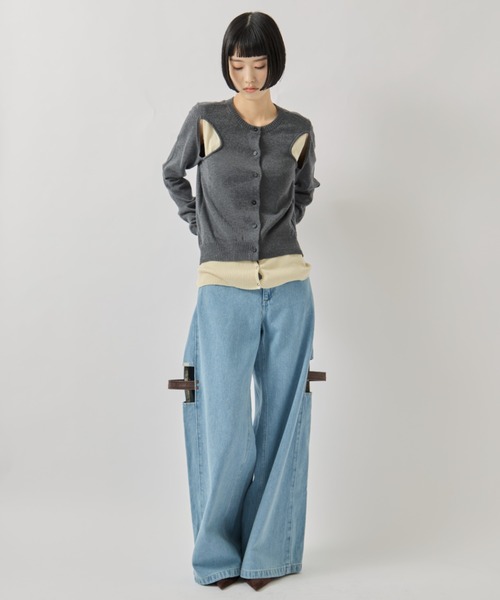 AKANE UTSUNOMIYA（アカネウツノミヤ）の「【AKANE UTSUNOMIYA/アカネウツノミヤ】SAP-FK02-1001/肩開きニットカーディガン（カーディガン/ボレロ・レディース・グレー/ネイビー・FREE）」の5枚目の写真