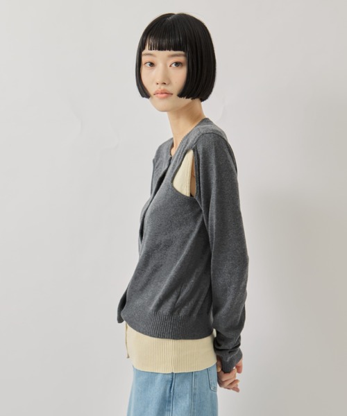 AKANE UTSUNOMIYA（アカネウツノミヤ）の「【AKANE UTSUNOMIYA/アカネウツノミヤ】SAP-FK02-1001/肩開きニットカーディガン（カーディガン/ボレロ・レディース・グレー/ネイビー・FREE）」の7枚目の写真