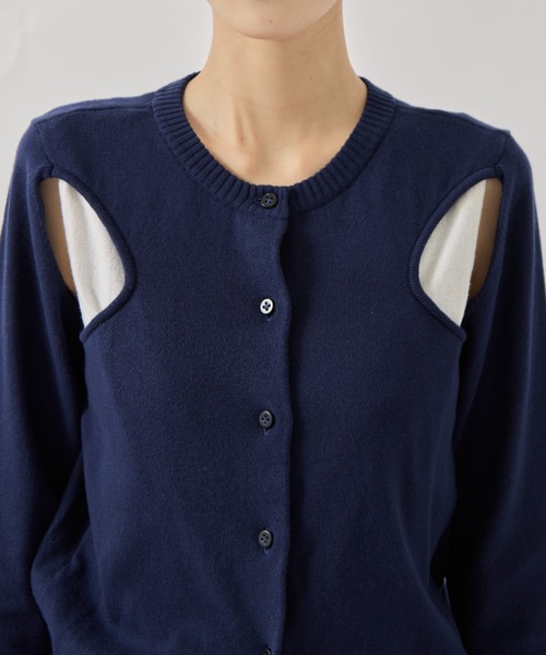 AKANE UTSUNOMIYA（アカネウツノミヤ）の「【AKANE UTSUNOMIYA/アカネウツノミヤ】SAP-FK02-1001/肩開きニットカーディガン（カーディガン/ボレロ・レディース・グレー/ネイビー・FREE）」の14枚目の写真