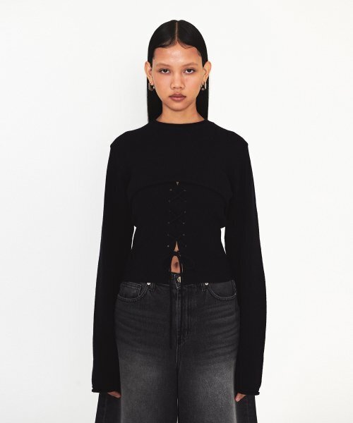 DIAGONAL(ダイアゴナル)の「BOLERO LAYERED KNIT (navy)(ニット/セーター・レディース・その他・FREE)」の1枚目の写真