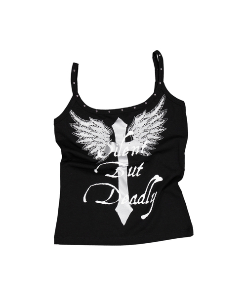 SETUP-EXE(セットアップイーエックスイー)の「CROSS STUDDED SLEEVELESS / BLACK(Tシャツ/カットソー・レディース・その他・OS)」の2枚目の写真