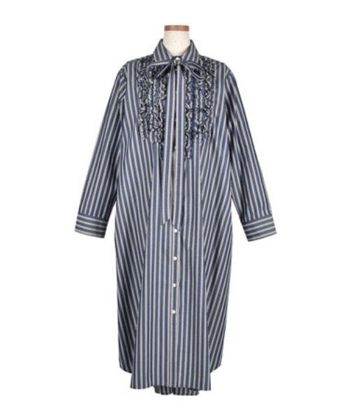 Regimental stripe Frill Shirt OP（シャツワンピース）｜KEITA