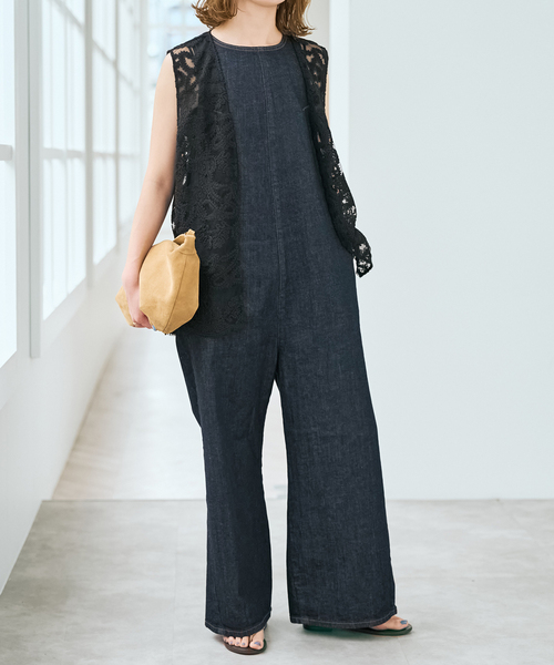 Spick & Span（スピックアンドスパン）の「《新色有り / 追加》コードエンブロイダリーチュールベスト（ベスト・レディース・ブラック/ホワイト・FREE）」の10枚目の写真