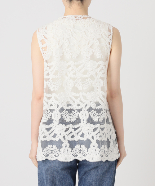 Spick & Span（スピックアンドスパン）の「《新色有り / 追加》コードエンブロイダリーチュールベスト（ベスト・レディース・ブラック/ホワイト・FREE）」の20枚目の写真