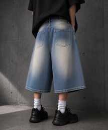 加工デニムワイドショーツ