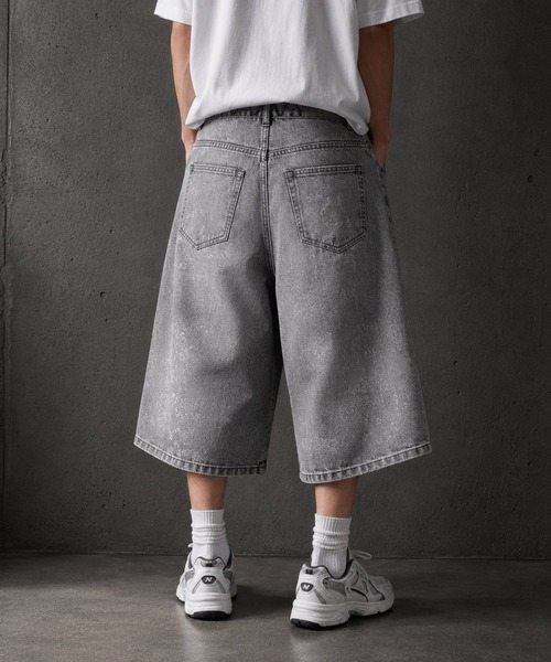 ８(eight)（エイト）の「加工デニムワイドショーツ（デニムパンツ・メンズ・ネイビー/ブルー/グレー・LARGE/MEDIUM/SMALL）」の5枚目の写真