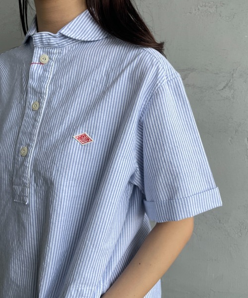 DANTON（ダントン）の「[DANTON/ダントン] ラウンドカラー プルオーバー ショートスリーブシャツ(ギンガム, ストライプ)（シャツ/ブラウス・レディース・ブラック/サックスブルー/ネイビー・38/42/40）」の12枚目の写真