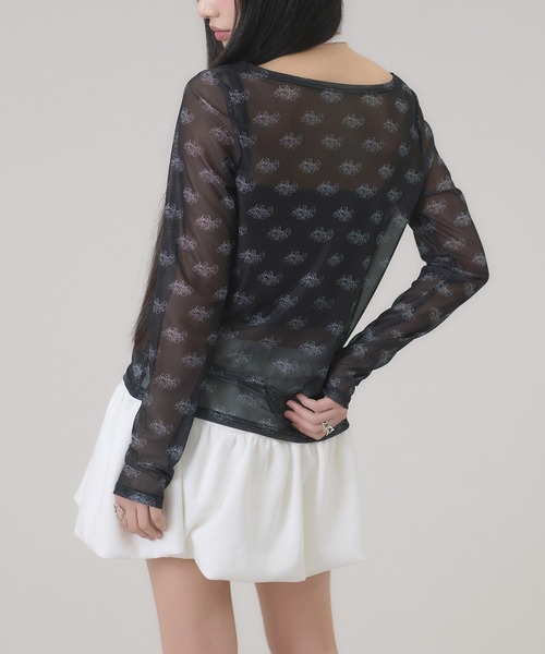 apres jour mignon(アプレジュールミニョン)の「タイ付きシアープリントトップス(Tシャツ/カットソー・レディース・オフホワイト/ブラック・フリー/LARGE)」の17枚目の写真