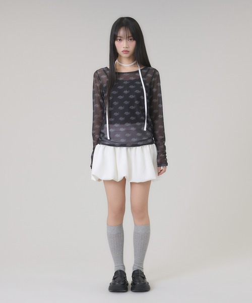 apres jour mignon(アプレジュールミニョン)の「タイ付きシアープリントトップス(Tシャツ/カットソー・レディース・オフホワイト/ブラック・フリー/LARGE)」の18枚目の写真