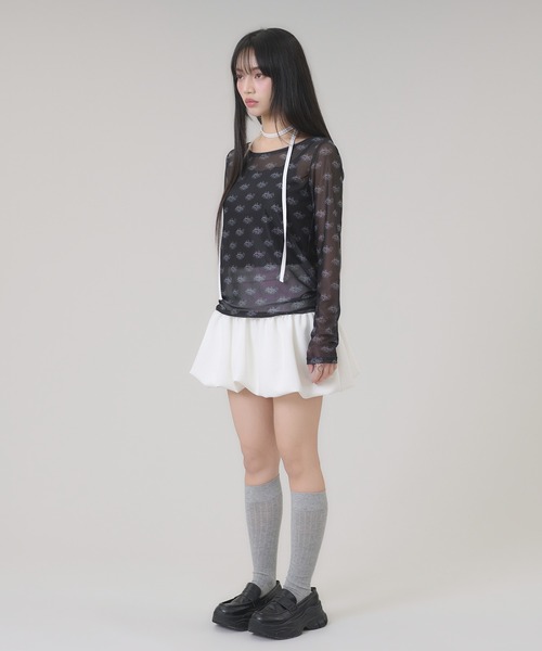 apres jour mignon(アプレジュールミニョン)の「タイ付きシアープリントトップス(Tシャツ/カットソー・レディース・オフホワイト/ブラック・フリー/LARGE)」の19枚目の写真
