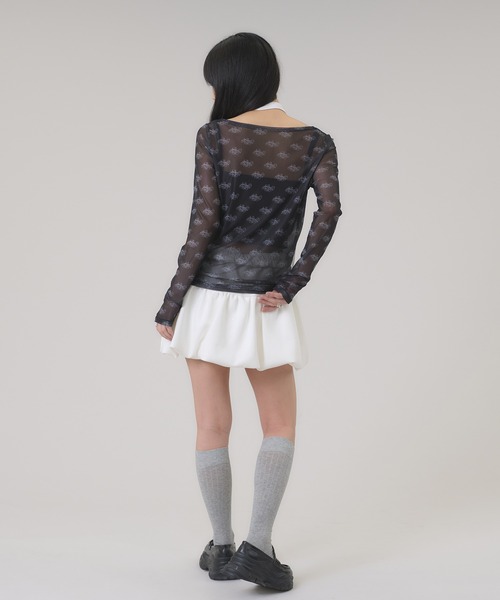 apres jour mignon(アプレジュールミニョン)の「タイ付きシアープリントトップス(Tシャツ/カットソー・レディース・オフホワイト/ブラック・フリー/LARGE)」の20枚目の写真