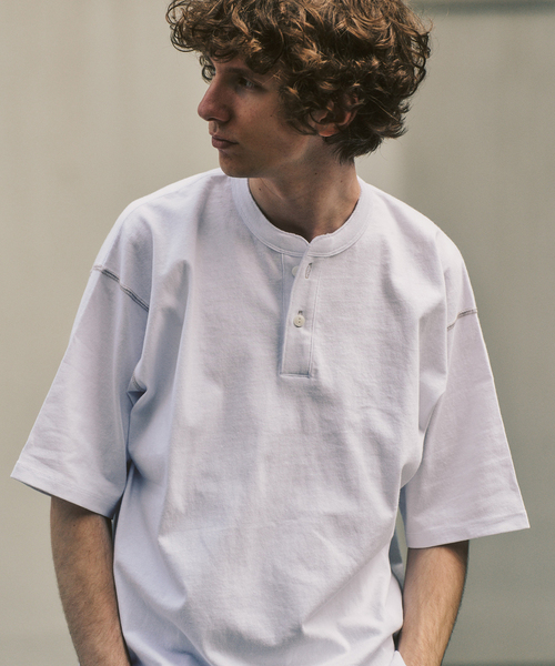 417 EDIFICE(フォーワンセブンエディフィス)の「トーナルステッチ ヘンリーネックTシャツ(Tシャツ/カットソー・メンズ・アイボリー/ブラック/ホワイト・LARGE/MEDIUM)」の19枚目の写真