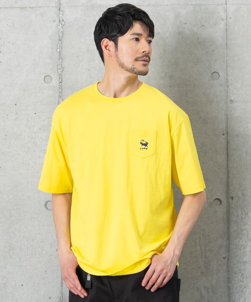 J.J camp(ジェイジェイキャンプ)の「兄弟・姉妹・親子で着られるTシャツ半袖 ワンポイント刺しゅう kamome syokudo(Tシャツ/カットソー・メンズ・ホワイト/グレー/イエロー・M/L/S/XL/XS)」の9枚目の写真