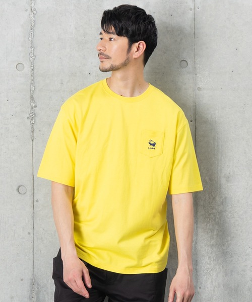 J.J camp(ジェイジェイキャンプ)の「兄弟・姉妹・親子で着られるTシャツ半袖 ワンポイント刺しゅう kamome syokudo(Tシャツ/カットソー・メンズ・ホワイト/グレー/イエロー・M/L/S/XL/XS)」の8枚目の写真
