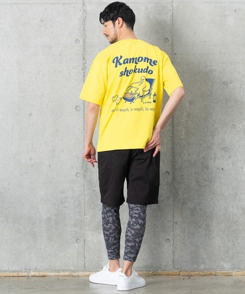 J.J camp(ジェイジェイキャンプ)の「兄弟・姉妹・親子で着られるTシャツ半袖 ワンポイント刺しゅう kamome syokudo(Tシャツ/カットソー・メンズ・ホワイト/グレー/イエロー・M/L/S/XL/XS)」の6枚目の写真