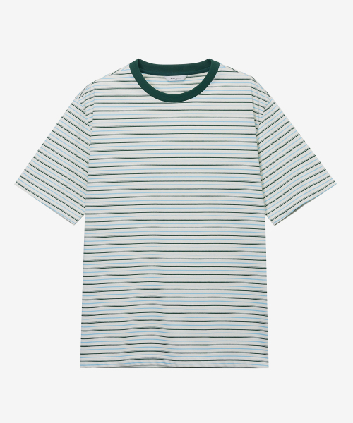 MINDBRIDGE(マインドブリッジ)の「グリーンマルチストライプセミオーバーフィット半袖Tシャツ(Tシャツ/カットソー・メンズ・グリーン・95/100/105/110)」の2枚目の写真