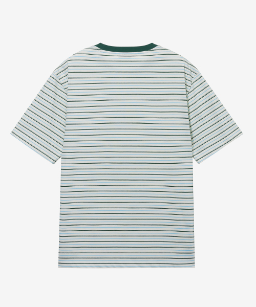 MINDBRIDGE(マインドブリッジ)の「グリーンマルチストライプセミオーバーフィット半袖Tシャツ(Tシャツ/カットソー・メンズ・グリーン・95/100/105/110)」の3枚目の写真