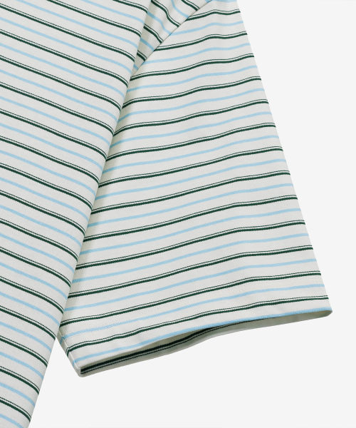 MINDBRIDGE(マインドブリッジ)の「グリーンマルチストライプセミオーバーフィット半袖Tシャツ(Tシャツ/カットソー・メンズ・グリーン・95/100/105/110)」の7枚目の写真