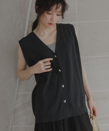 高身長　ニュアンスボタンニットベスト（トールサイズ）Essenave