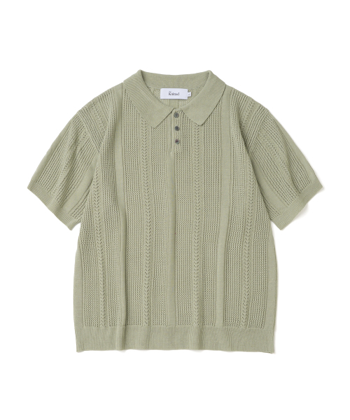 KNITTED（ニッティド）の「リネンスカシカラー半袖ニットオリーブ（ニット/セーター・レディース・その他・MEDIUM/LARGE/X-LARGE）」の2枚目の写真